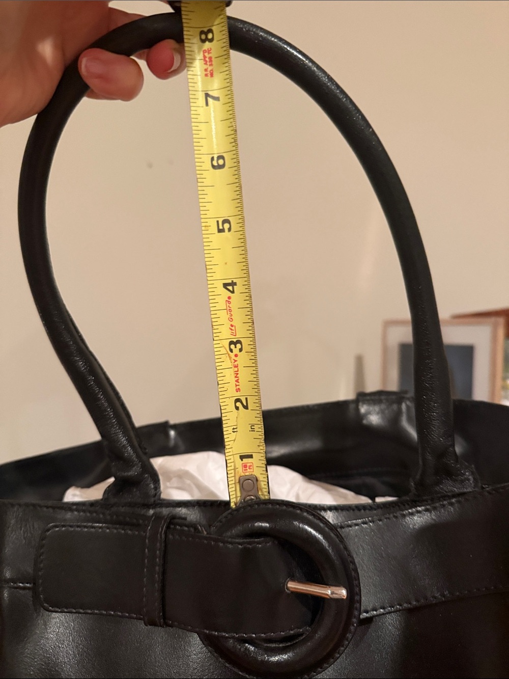 Furla Classic Black Leather Tote with Buckle Detail - Picture 16 of 16